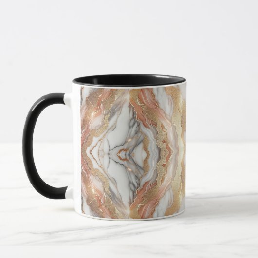 Glam Rose Gold Luxuriöse Trendy Marble Butterfly Tasse (Links)