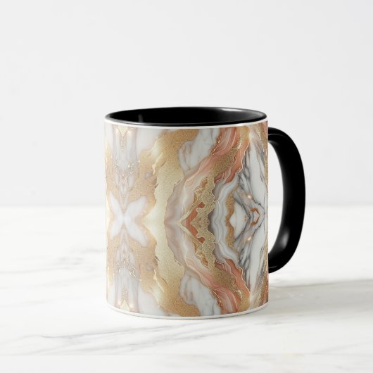 Glam Rose Gold Luxuriöse Trendy Marble Butterfly Tasse (VorderseiteRechts)