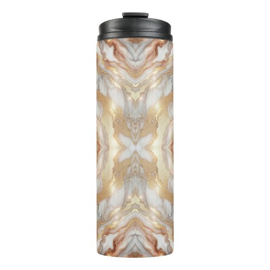 Glam Rose Gold Luxuriöse Trendy Marble Butterfly Thermosbecher (Vorderseite)