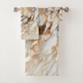 Glam Rose Gold Luxuriöses Trendy Marble Badhandtuch Set (Insitu)