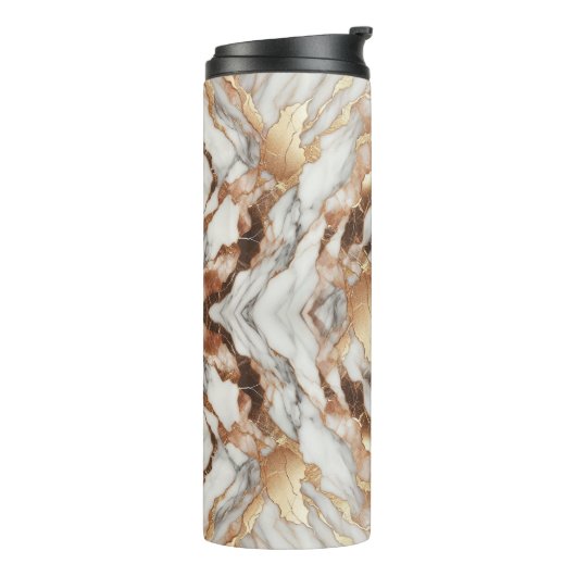 Glam Rose Gold Luxuriöses Trendy Marble Thermosbecher (Nach links gedreht)