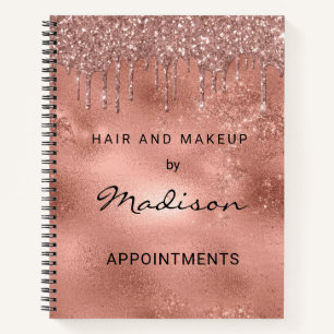 Glam Rose Gold Metall Glitter Drip Haar und Make-u Notizblock