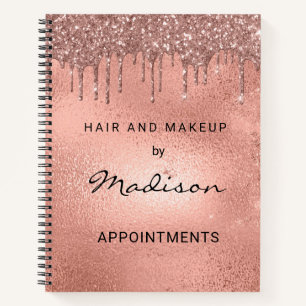 Glam Rose Gold Metall Glitter-Tropf Haar- und Make Notizblock