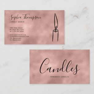 Glam Rose Gold Metallic Foil Handmade Candle Maker Visitenkarte