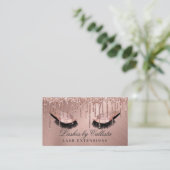 Glam Rose Gold Metallic Glitzer Tropfen Lashes Visitenkarte (Stehend Vorderseite)