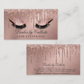 Glam Rose Gold Metallic Glitzer Tropfen Lashes Visitenkarte (Vorne/Hinten)