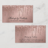Glam Rose Gold Metallic Glitzer Tropfen Makeup Visitenkarte (Vorne/Hinten)