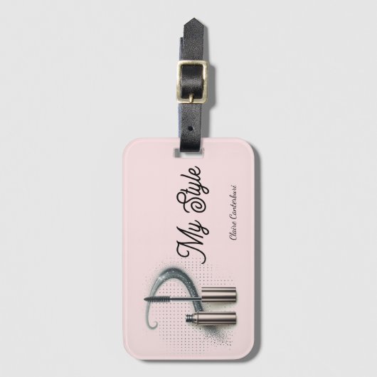 Glam Rose Gold Metallic Mascara Design Gepäckanhänger (Vorderseite Vertikal)