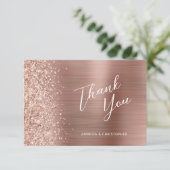 Glam Rose Gold Metallic Wedding Flat Vielen Dank Karte (Stehend Vorderseite)