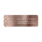 Glam Rose Gold Metallic Wedding Rücksendeadresse (Vorne)