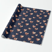 Glam Rose Gold & Navy Hand Drawn Hearts Glitzer Geschenkpapier (Ungerollt)