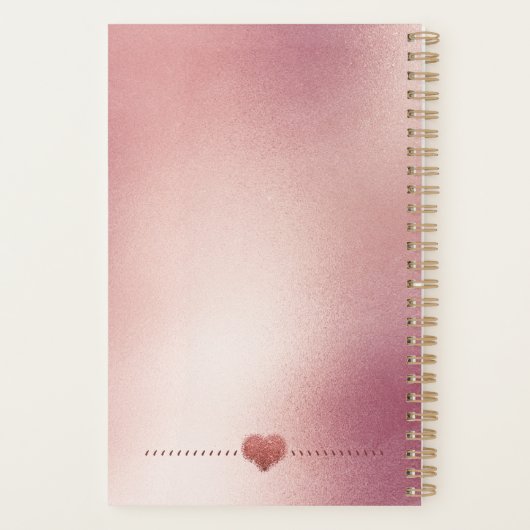 Glam Rose Gold Pink Glitzer Girl Planer (Rückseite)