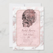 Glam Rose Gold Pink Skull Marmor Brautparty Einladung (Vorderseite)