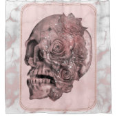 Glam Rose Gold Pink Skull Marmor Duschvorhang (Vorderseite)