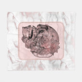 Glam Rose Gold Pink Skull Marmor Fleecedecke (Vorderseite (Horizontal))