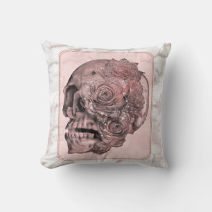 Glam Rose Gold Pink Skull Marmor Kissen