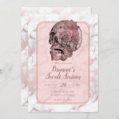 Glam Rose Gold Pink Skull Marmor Sweet 16 Einladung (Vorne/Hinten)