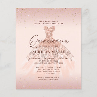 Glam Rose Gold Princess Dress Quinceanera