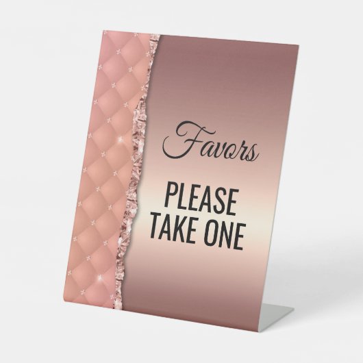 Glam Rose Gold Ripped Glitzer Metallic Favoriten Z Sockelschild (Vorderseite)