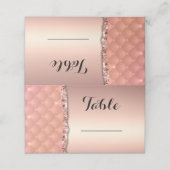 Glam Rose Gold Ripped Glitzer Metallic Platzkarte (Außenseite Aufgefaltet)
