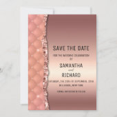 Glam Rose Gold Ripped Glitzer Metallic Save The Date (Vorderseite)