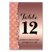 Glam Rose Gold Ripped Glitzer Metallic Tischnummer (Rückseite)