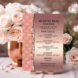 Glam Rose Gold Ripped Glitzer Metallic Wedding Menükarte