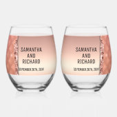 Glam Rose Gold Ripped Glitzer Metallic Wedding Weinglas Ohne Stiel (Vorderseite)