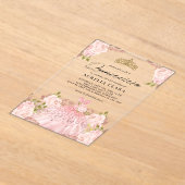 Glam Rose Gold Rosa Kleid Floral 15. Quinceañera Acryleinladungen (Ablage )