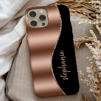 Glam Rose Gold Signature Faux Folie Welle Schwarz