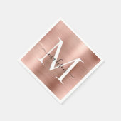 Glam Rose Gold Sparkle Monogram Script metallisch Serviette (Ecke)