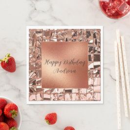Glam Rose Gold Squares Foullook Serviette
