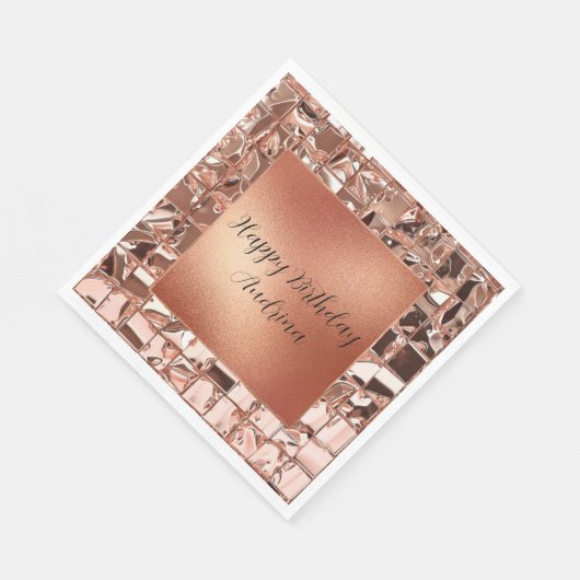 Glam Rose Gold Squares Foullook Serviette (Ecke)