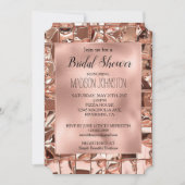 Glam Rose Gold Squares Glitzer Brautparty Einladung (Vorderseite)