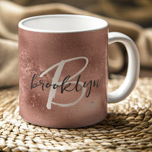 Glam Rose Gold Trendige Schrift Monogramm Kaffeetasse