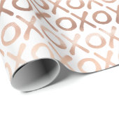 Glam Rose Gold White XOXO Geschenkpapier (Rolleneckpunkt)
