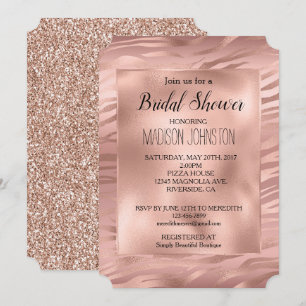 Glam Rose Gold Zebra Glitzer Einladung