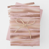 Glam Rose Goldene Blüten Streifen Geschenkpapier Set (Beispiel)