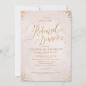 Glam Rose Goldkalligrafie Probe Abendessen Einladung (Vorderseite)