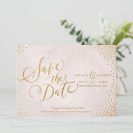Glam-Rose Goldkalligrafie Save the Date
