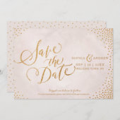 Glam-Rose Goldkalligrafie Save the Date (Vorne/Hinten)