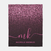 Glam Rose Rosa Glitzer Moderner Name für das Monog Fleecedecke (Vorderseite)