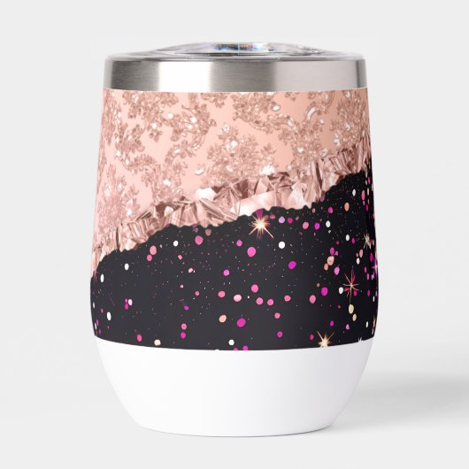 Glam Rose Schwarzer Glitzer Blush Rose (Vorderseite)