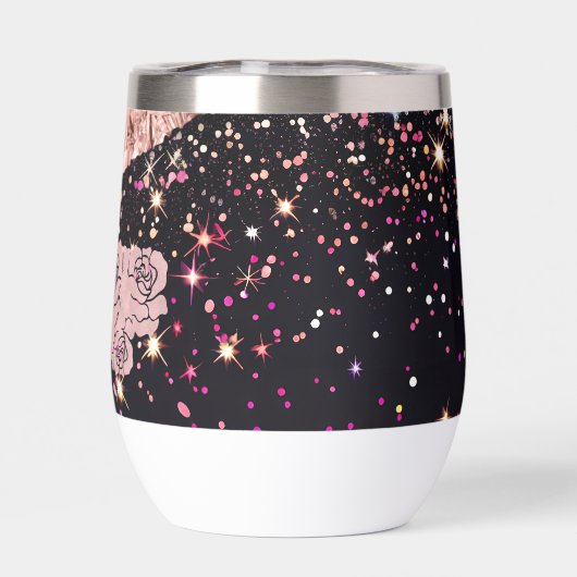 Glam Rose Schwarzer Glitzer Blush Rose (Rückseite)