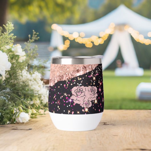 Glam Rose Schwarzer Glitzer Blush Rose (Hochzeit)