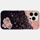 Glam Rose Schwarzer Glitzer Blush Rose Case-Mate iPhone Hülle (Rückseite (Horizontal))