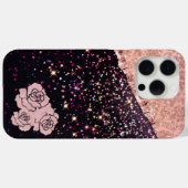 Glam Rose Schwarzer Glitzer Blush Rose Case-Mate iPhone Hülle (Rückseite (Horizontal))