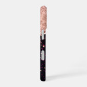Glam Rose Schwarzer Glitzer Blush Rose iPhone 16 Hülle (Rechte Seite)