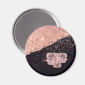 Glam Rose Schwarzer Glitzer Blush Rose Magnet (Vorderseite/Rückseite)