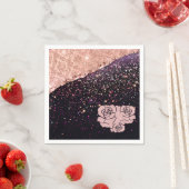 Glam Rose Schwarzer Glitzer Blush Rose Serviette (Beispiel)